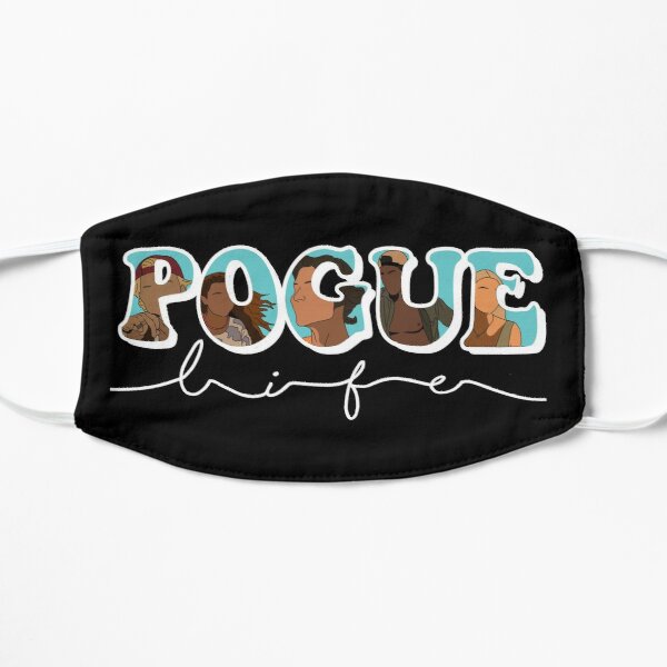 POGUE life letters with characters(black background) Flat Mask RB1809 product Offical Outers Bank Merch